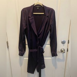 Forever 21 plus size purple satin blazer wrap dress long sleeve collared size 0X